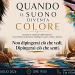 Immagine evento Quando il suono diventa colore – Live Painting con Sound Healing a Montenero di Bisaccia (CB) Potrebbe essere un contenuto grafico raffigurante il seguente testo "QUANDO IL SUONO DIVENTA COLORE Un' 'opera continua trasformazione, che prenderà vita attraverso dialogo suono, colore persone. Non dipingerai ciò che vedi. Dipingerai ciò che senti. OPERAT OPERATRICEOLSTICA RICE OLISTICA SOUNDHEALER ARTISTA 22LUGLIO2026 22 LUGLIO 2026 STUDIO STUDIOOLISTICO OLISTICO SENS'AZIONI mo VIA LTRAME 20 ΙΝΝ MARINA DIMONTENEROD BISACCIA ORE 19.00 ORE19.00 00 PRENO TAZIONE TAZI OBBLIGATORIA PRENOTAZIONEOBBLIGATORIA ORIA 334 1175693 329 7151166"