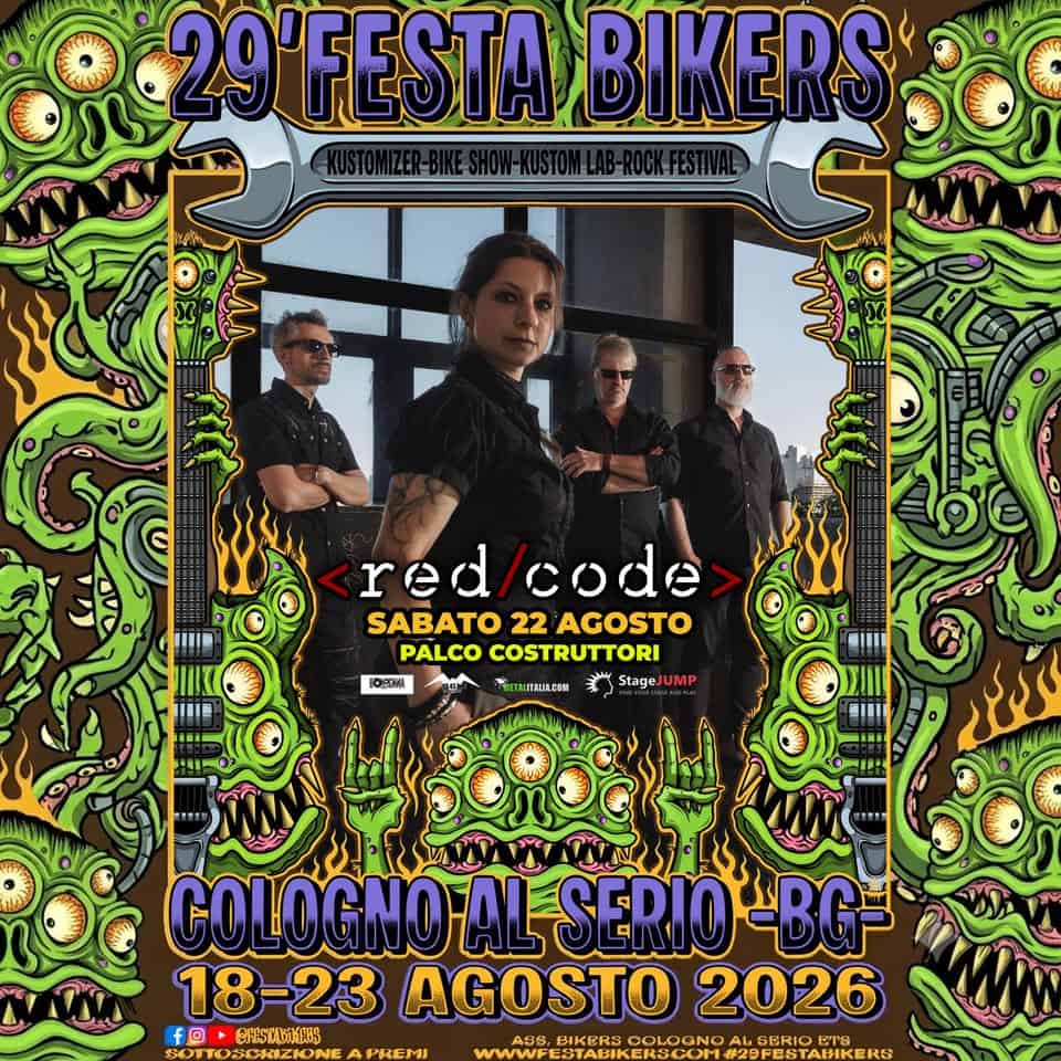 Evento Red Code live – Festa Bikers (Cologno al Serio) Locandina Red Code live – Festa Bikers (Cologno al Serio) - sabato 22 agosto ore 21:00 - 23:00