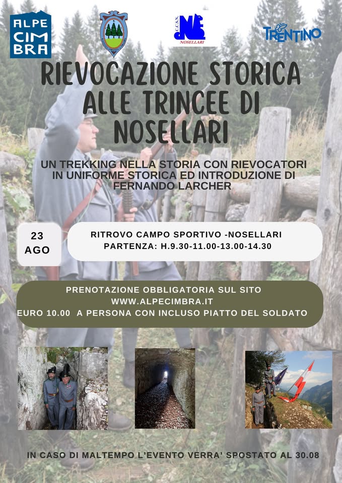 Evento Rievocazione storica alle Trincee di Nosellari Locandina Rievocazione storica alle Trincee di Nosellari - domenica 23 agosto ore 09:30 - 11:30