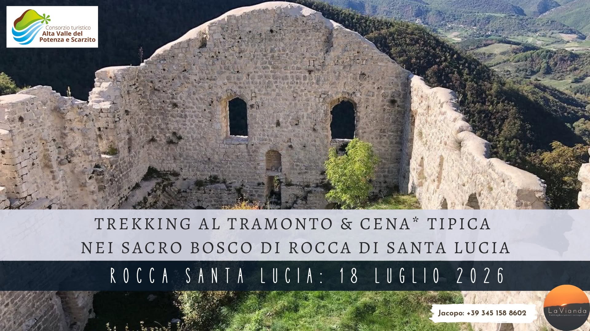 Evento ROCCA SANTA LUCIA Trekking al Tramonto & cena tipica* tra bosco e mura della Rocca di Laverino Locandina ROCCA SANTA LUCIA Trekking al Tramonto & cena tipica* tra bosco e mura della Rocca di Laverino - sabato 18 luglio ore 16:15 - 22:00