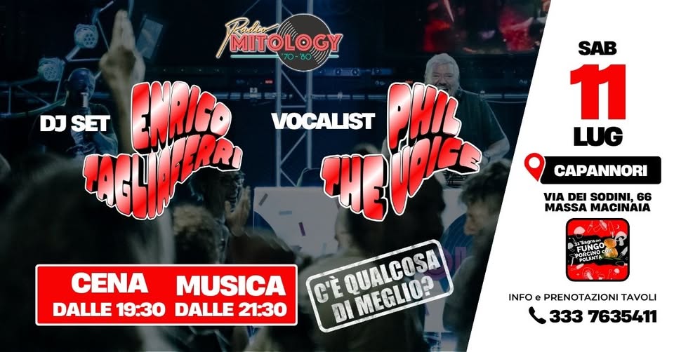 Evento Sab 11/07 Mitology 70 – 80 – Massa Macinaia (Lu) Locandina Sab 11/07 Mitology 70 – 80 – Massa Macinaia (Lu) - sabato 11 luglio ore 21:30 - 23:30