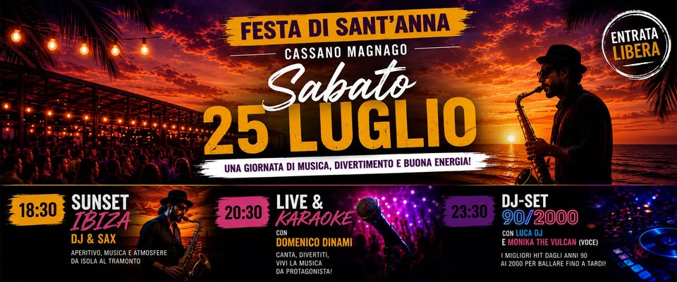 Evento Sabato 25 Luglio – Una Serata Tutta Da Vivere.ᐟ Locandina Sabato 25 Luglio – Una Serata Tutta Da Vivere.ᐟ - sabato 25 luglio ore 18:00 - 01:00