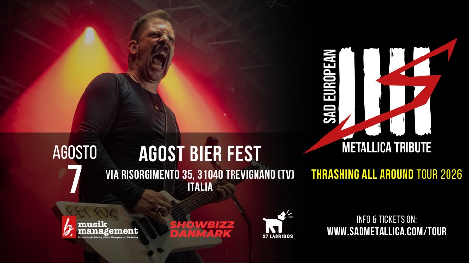 Evento SaD European Metallica Tribute Live – Agost Bier Fest Signoressa (TV) Locandina SaD European Metallica Tribute Live – Agost Bier Fest Signoressa (TV) - venerdì 7 agosto ore 22:00 - 00:00