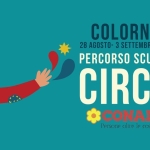 Immagine evento Scuola Circo Conad con Circolarmente a TMPC 2026 a Colorno (PR) May be a doodle of text that says 'COLORNO 28 AGOSTO-3 3 SETTEMBRE 2026 PERCORSO SCUOLA CIRCO CONAD Persone olure le cose'