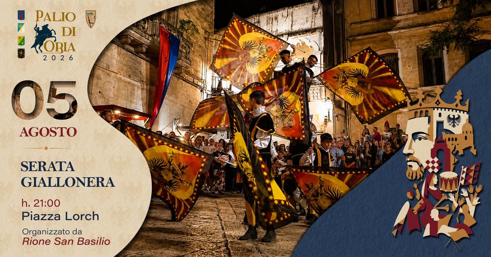 Evento Serata Giallonera – Rione San Basilio Locandina Serata Giallonera – Rione San Basilio - mercoledì 5 agosto ore 21:00 - 23:15