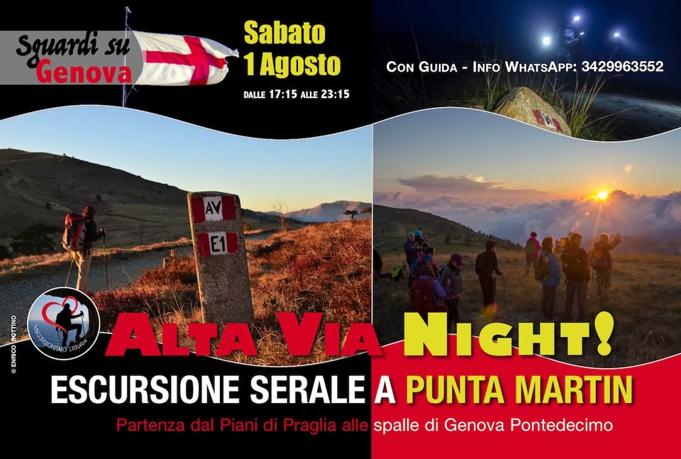 Evento Sguardi su Genova – Startrek lungo l’Alta Via Monte Penello e Punta Martin Locandina Sguardi su Genova – Startrek lungo l’Alta Via Monte Penello e Punta Martin - sabato 1 agosto ore 17:30 - 23:15