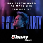 Immagine evento SHARYBAND alla “SAGRA PATRONALE festa AVIS”, campo sportivo – San Bartolomeo al Mare (IM) a San Bartolomeo al Mare (IM) SHARYBAND alla "SAGRA PATRONALE festa AVIS", campo sportivo - San Bartolomeo al Mare (IM) a San Bartolomeo al Mare (IM) il 31 luglio 2026