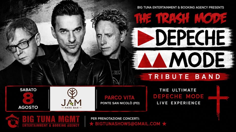 Evento The Trash Mode – Depeche Mode Tribute Live@Jam Park Bar, Ponte San Nicolo’ (Pd) Locandina The Trash Mode – Depeche Mode Tribute Live@Jam Park Bar, Ponte San Nicolo’ (Pd) - sabato 8 agosto ore 21:30 - 23:30