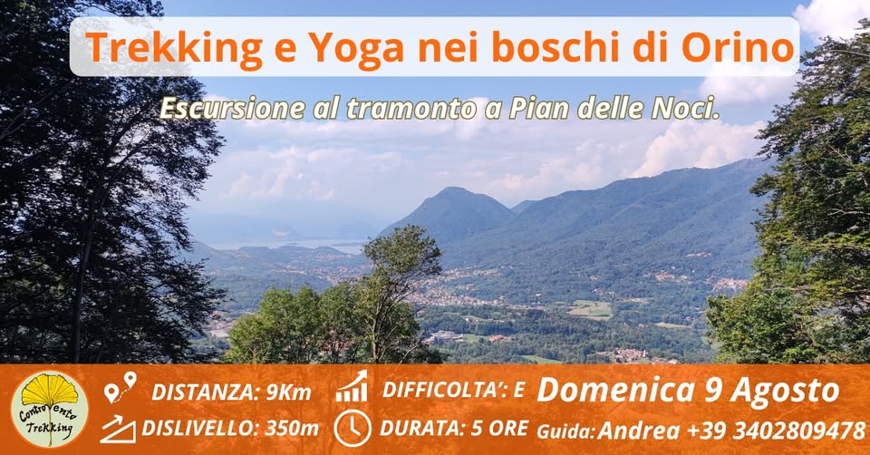 Evento Trek al tramonto e yoga in natura nei boschi di Orino Locandina Trek al tramonto e yoga in natura nei boschi di Orino - domenica 9 agosto ore 17:00 - 22:15