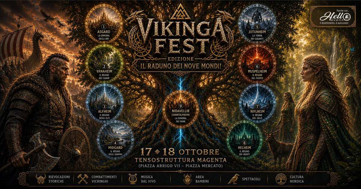 Evento Vikinga Fest – Il Raduno Dei Nove Mondi Locandina Vikinga Fest – Il Raduno Dei Nove Mondi - da sabato 17 ottobre - domenica 18 ottobre 2026 ore 10:30 ore 23:00