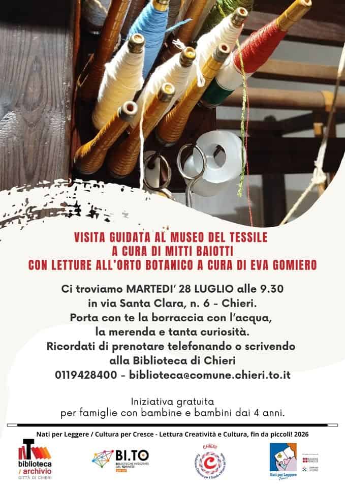 Evento Visita E Lettura Al Museo Del Tessile Locandina Visita E Lettura Al Museo Del Tessile - martedì 28 luglio ore 09:30 - 11:30