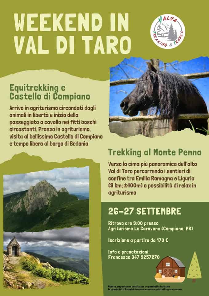 Evento Weekend in Val di Taro Locandina Weekend in Val di Taro - da sabato 26 settembre - domenica 27 settembre 2026 ore 09:00 ore 15:00