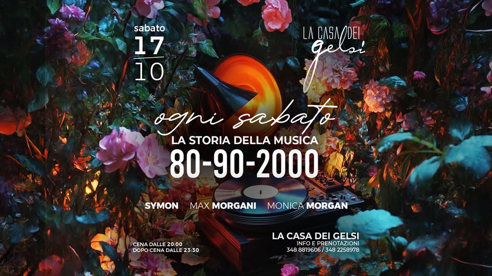 Evento 17.10 La Storia Della Musica 80 – 90 – 2000 Locandina 17.10 La Storia Della Musica 80 – 90 – 2000 - sabato 17 ottobre ore 20:00 - 22:00