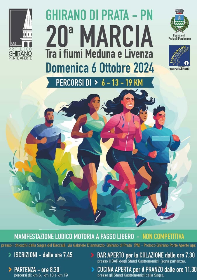 Evento 20° Marcia Tra I Fiumi Meduna E Livenza. Ghirano Di Prata (Pn) Locandina 20° Marcia Tra I Fiumi Meduna E Livenza. Ghirano Di Prata (Pn) - domenica 6 ottobre ore 08:30 - 12:30