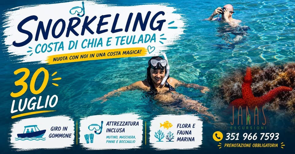 Evento 30.7 Snorkeling Costa Di Chia E Teulada Locandina 30.7 Snorkeling Costa Di Chia E Teulada - domenica 30 agosto ore 09:00 - 11:00
