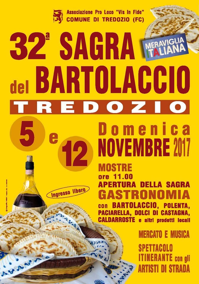 Evento 32° Sagra del Bartolaccio Locandina 32° Sagra del Bartolaccio - da domenica 5 novembre - domenica 12 novembre 2017 ore 10:00 ore 20:00