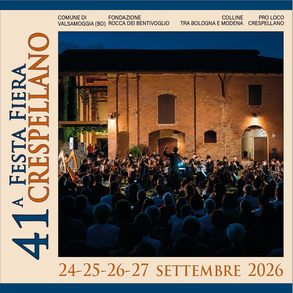 Evento 41º Festa Fiera Crespellano Locandina 41º Festa Fiera Crespellano - da giovedì 24 settembre - sabato 26 settembre 2026 ore 18:00 ore 00:00