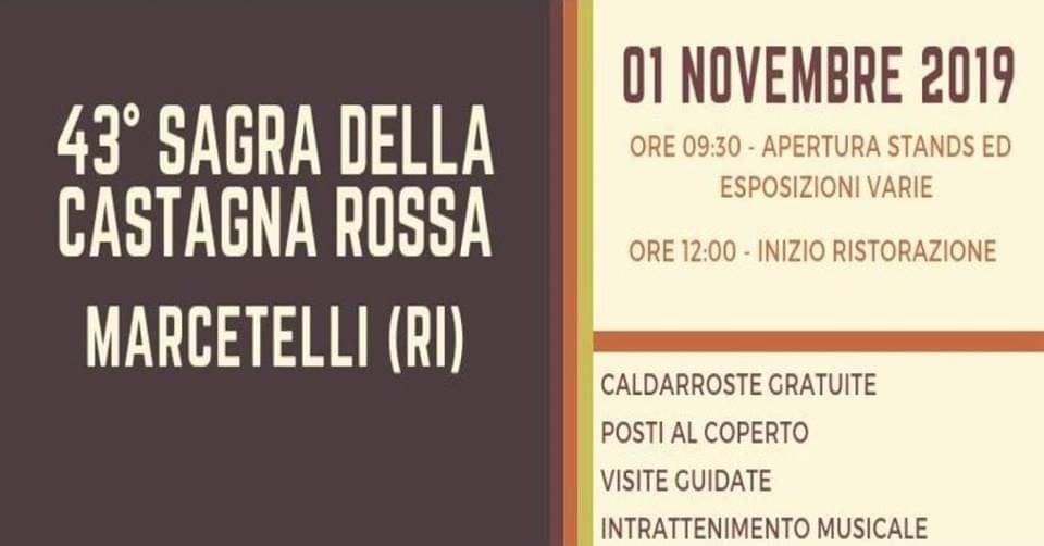 Evento 43° Sagra della Castagna Rossa Locandina 43° Sagra della Castagna Rossa - venerdì 1 novembre ore 09:00 - 22:00