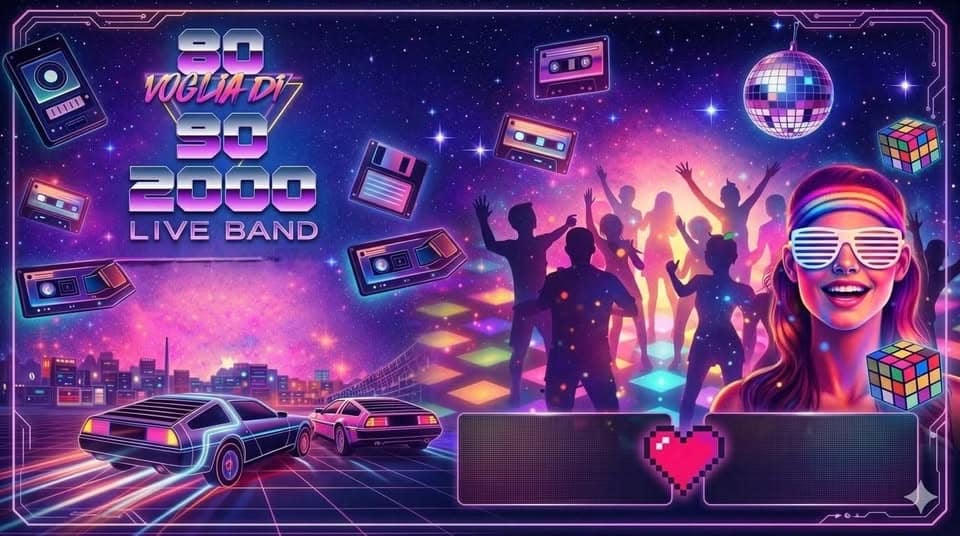 Evento 80 Voglia di 90 & 2000 Ferragosto Malonnese (BS) Locandina 80 Voglia di 90 & 2000 Ferragosto Malonnese (BS) - venerdì 14 agosto ore 21:00 - 23:00