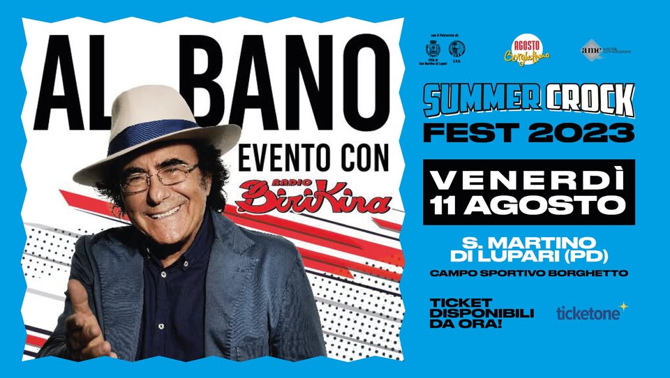 Evento ALBANO CARRISI in concerto a San Martino di Lupari Locandina ALBANO CARRISI in concerto a San Martino di Lupari - venerdì 11 agosto ore 21:00 - 23:00
