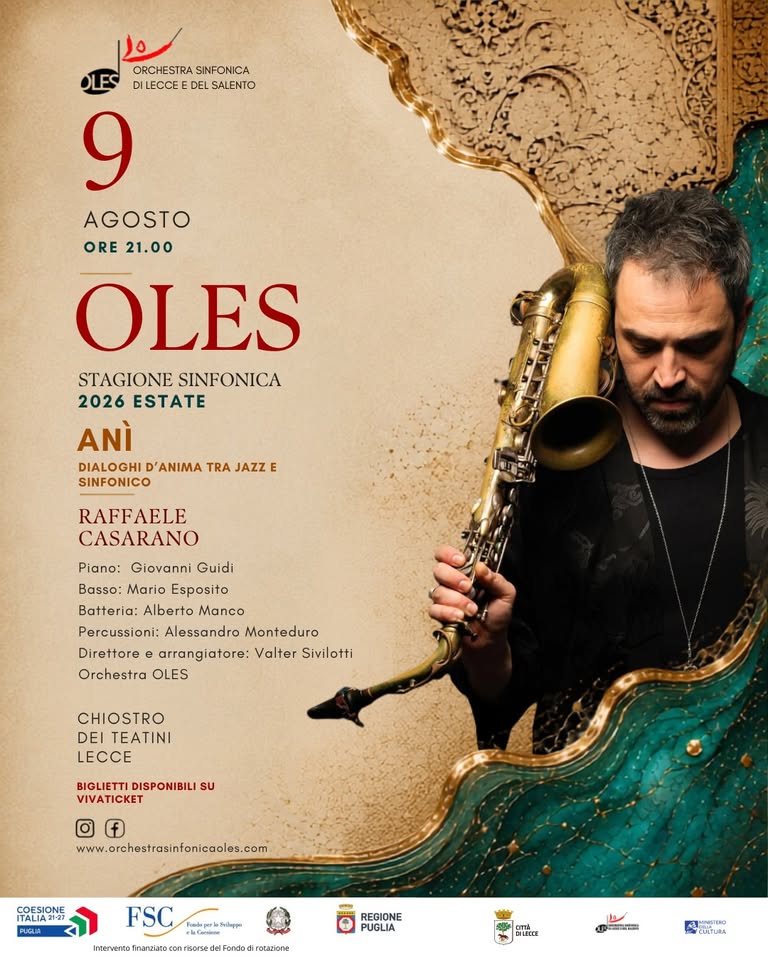 Evento ANI’ – Dialoghi d’Anima Tra Jazz e Sinfonico Locandina ANI’ – Dialoghi d’Anima Tra Jazz e Sinfonico - domenica 9 agosto ore 21:00 - 23:00