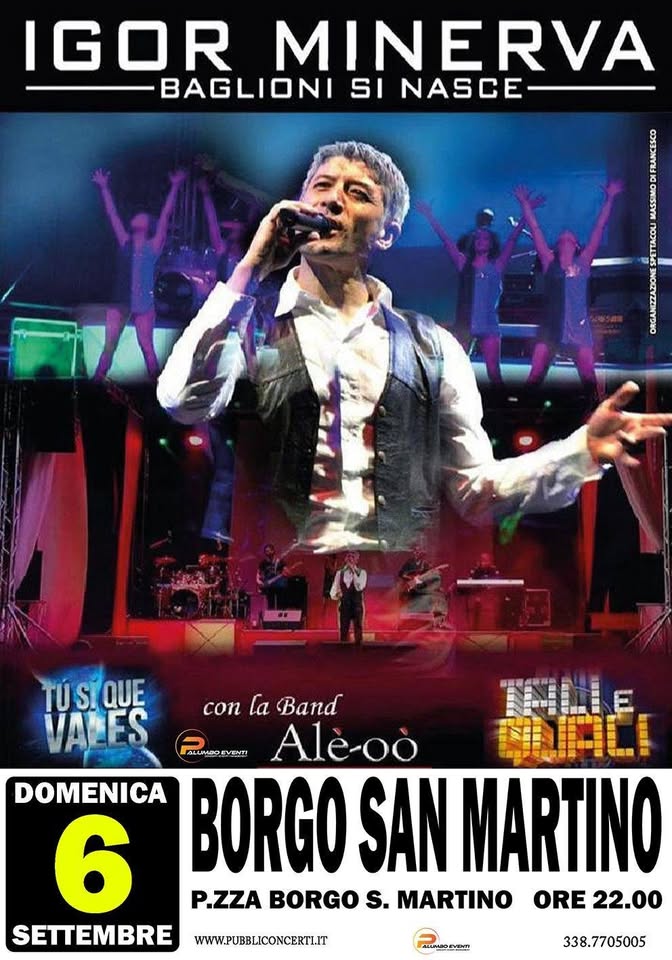 Evento Baglioni si nasce Igor Minerva Locandina Baglioni si nasce Igor Minerva - domenica 6 settembre ore 22:00 - 00:00