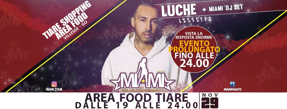 Evento BLACK Friday Tiare – LUCHE Miami (fino alle 24) Locandina BLACK Friday Tiare – LUCHE Miami (fino alle 24) - venerdì 29 novembre ore 19:00 - 00:00
