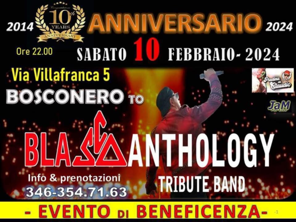 Evento Blascoanthology Live Bosconero Locandina Blascoanthology Live Bosconero - sabato 10 febbraio ore 21:30 - 23:30