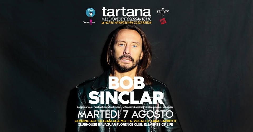 Evento Bob Sinclar at Tartana Locandina Bob Sinclar at Tartana - martedì 7 agosto ore 22:30 - 04:00