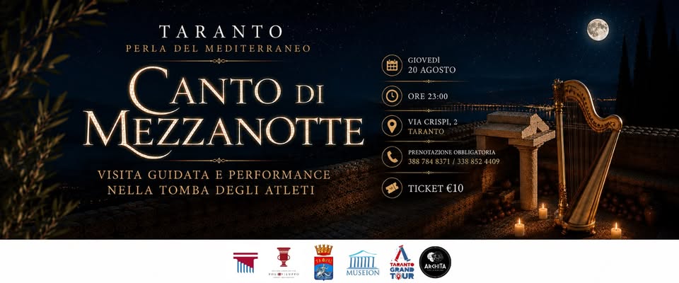 Evento Canto di mezzanotte nella Tomba degli Atleti Locandina Canto di mezzanotte nella Tomba degli Atleti - giovedì 20 agosto ore 23:00 - 01:00