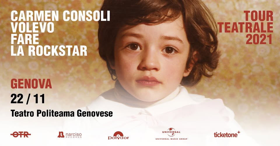 Evento Carmen Consoli – Genova, Teatro Politeama Genovese Locandina Carmen Consoli – Genova, Teatro Politeama Genovese - lunedì 22 novembre ore 21:00 - 23:00