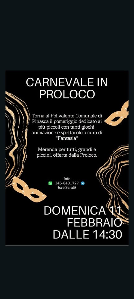 Evento Carnevale in Proloco Locandina Carnevale in Proloco - domenica 11 febbraio ore 14:30 - 16:30