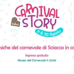 Immagine evento Carnival Story a Sciacca (AG) May be a doodle of text that says 'CARnIVAL 科 WиW 11& 11 & 30 Agosto Le Musiche del carnevale di Sciacca in concerto Ingresso gratuito Museo del Carnevale h 21:00 J a'