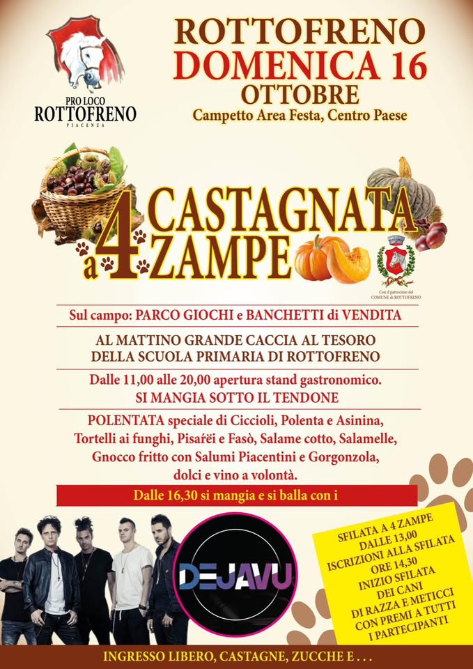 Evento Castagnata a 4 zampe Locandina Castagnata a 4 zampe - domenica 16 ottobre ore 12:00 - 20:00