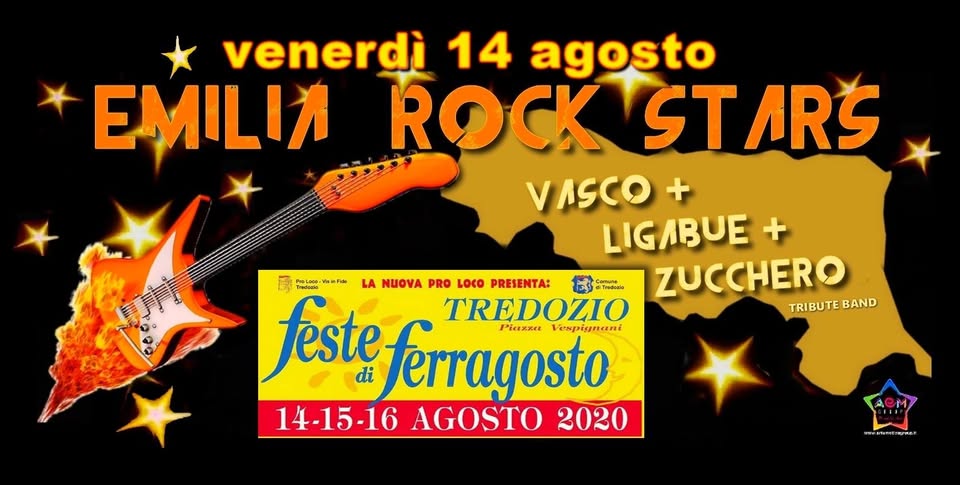 Evento Cena E Concerto con Emilia Rock Stars Locandina Cena E Concerto con Emilia Rock Stars - da venerdì 14 agosto - sabato 15 agosto 2020 ore 19:00 ore 00:00