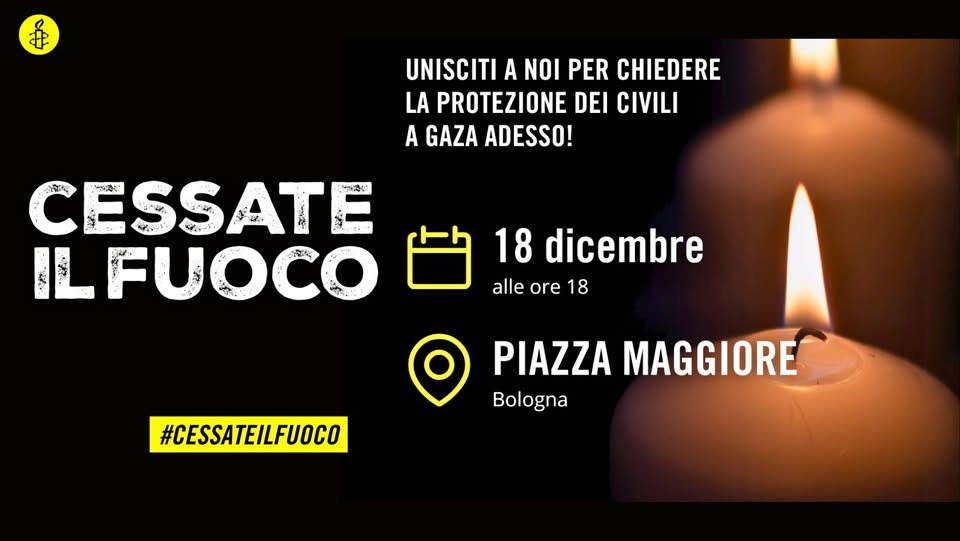 Evento Cessate Il Fuoco – Bologna Locandina Cessate Il Fuoco – Bologna - lunedì 18 dicembre ore 18:00 - 20:00