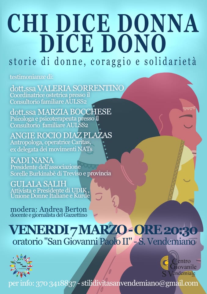 Evento Chi dice donna dice dono – storie di donne, coraggio e solidarietà Locandina Chi dice donna dice dono – storie di donne, coraggio e solidarietà - venerdì 7 marzo ore 20:30 - 22:30