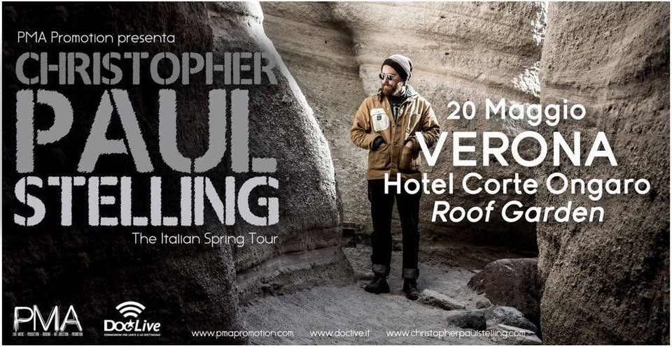 Evento Christopher Paul Stelling Live Roof Garden Hotel Corte Ongaro Locandina Christopher Paul Stelling Live Roof Garden Hotel Corte Ongaro - domenica 20 maggio ore 18:00 - 23:00