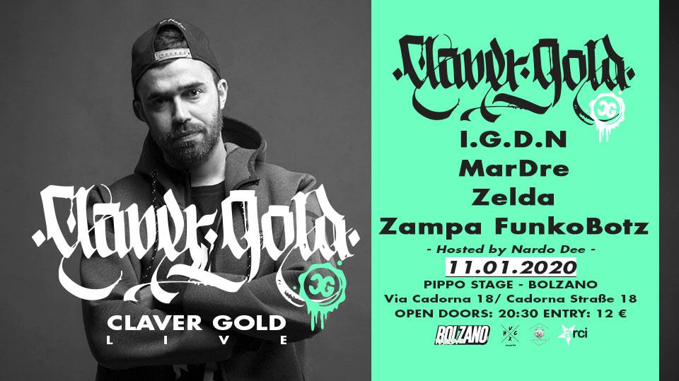 Evento Claver Gold – Tmhh – Igdn – Zelda – MarDre – Zampa Locandina Claver Gold – Tmhh – Igdn – Zelda – MarDre – Zampa - da sabato 11 gennaio - domenica 12 gennaio 2020 ore 20:30 ore 23:30