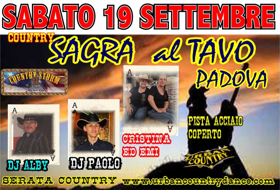 Evento Country Alla Sagra Al Tavo Padova Locandina Country Alla Sagra Al Tavo Padova - sabato 19 settembre ore 21:00 - 23:00