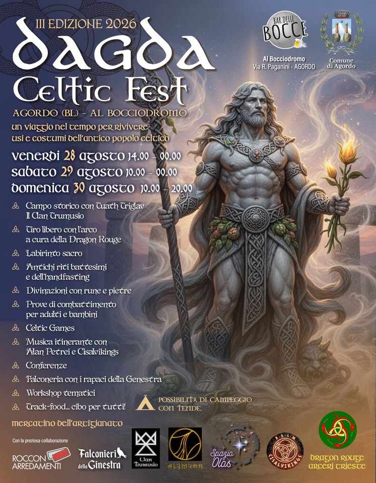 Evento DAGDA Celtic Fest Locandina DAGDA Celtic Fest - da venerdì 28 agosto - domenica 30 agosto 2026 ore 14:00 ore 20:00