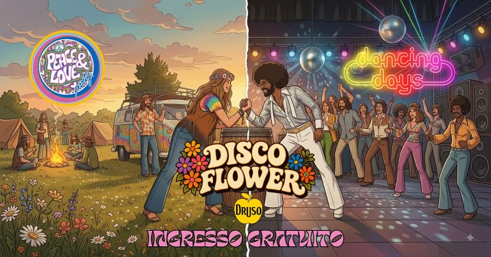 Evento DISCO FLOWER il party d’inaugurazione del Druso INGRESSO GRATUITO Locandina DISCO FLOWER il party d’inaugurazione del Druso INGRESSO GRATUITO - sabato 12 settembre ore 23:00 - 01:00