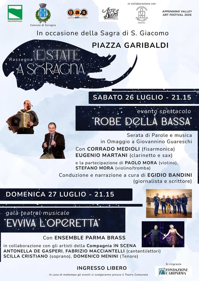Evento Eventi (E)state a SORAGNA Locandina Eventi (E)state a SORAGNA - sabato 26 luglio ore 21:15 - 23:15