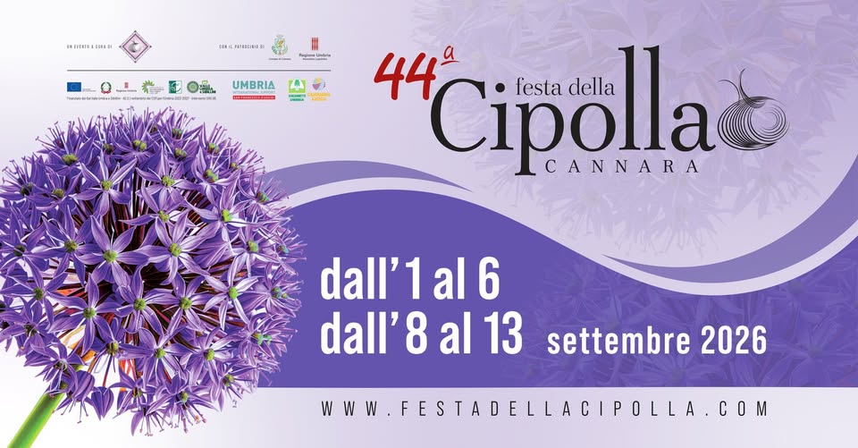 Evento Festa della Cipolla Cannara (PG) Locandina Festa della Cipolla Cannara (PG) - da martedĂŹ 8 settembre - domenica 13 settembre 2026 ore 18:30 ore 23:45