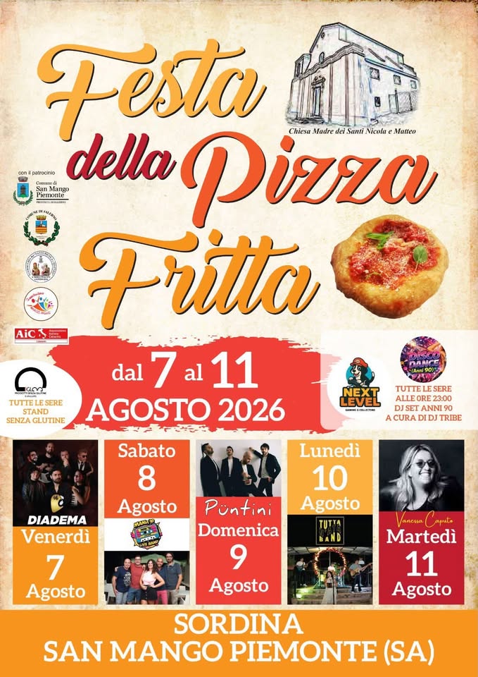 Evento Festa della Pizza Fritta Locandina Festa della Pizza Fritta - da venerdì 7 agosto - martedì 11 agosto 2026 ore 19:00 ore 23:00