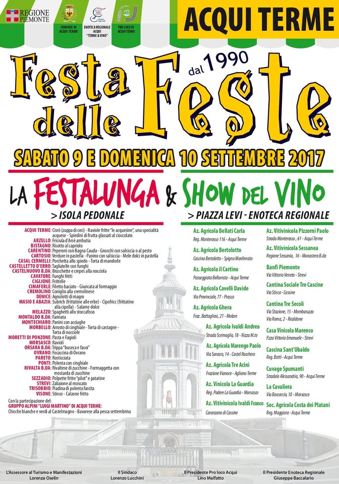 Evento Festa delle Feste Locandina Festa delle Feste - da sabato 9 settembre - domenica 10 settembre 2017 ore 12:00 ore 22:00