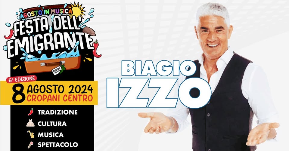 Evento Festa Dell’emigrante – 6º Edizione Locandina Festa Dell’emigrante – 6º Edizione - giovedì 8 agosto ore 17:30 - 19:30
