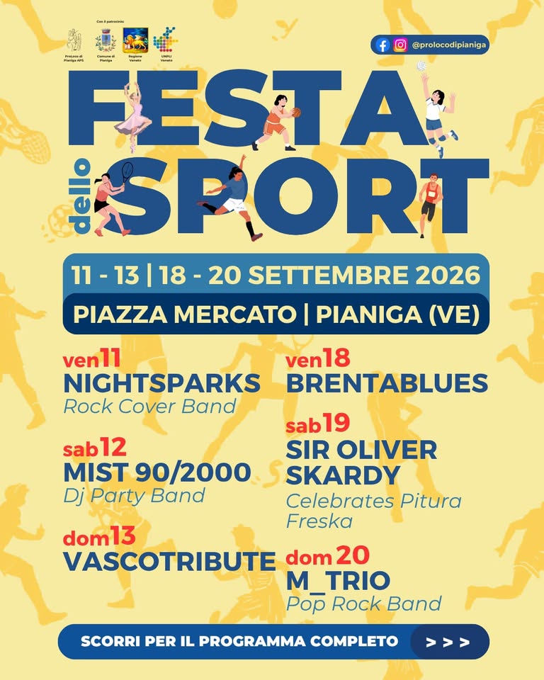 Evento Festa dello Sport Locandina Festa dello Sport - da venerdì 11 settembre - sabato 19 settembre 2026 ore 17:00 ore 00:00