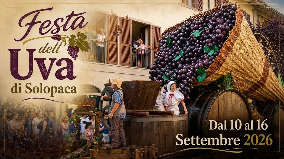 Evento Festa dell’Uva di Solopaca (BN) Locandina Festa dell’Uva di Solopaca (BN) - da venerdì 11 settembre - mercoledì 16 settembre 2026 ore 19:00 ore 23:59
