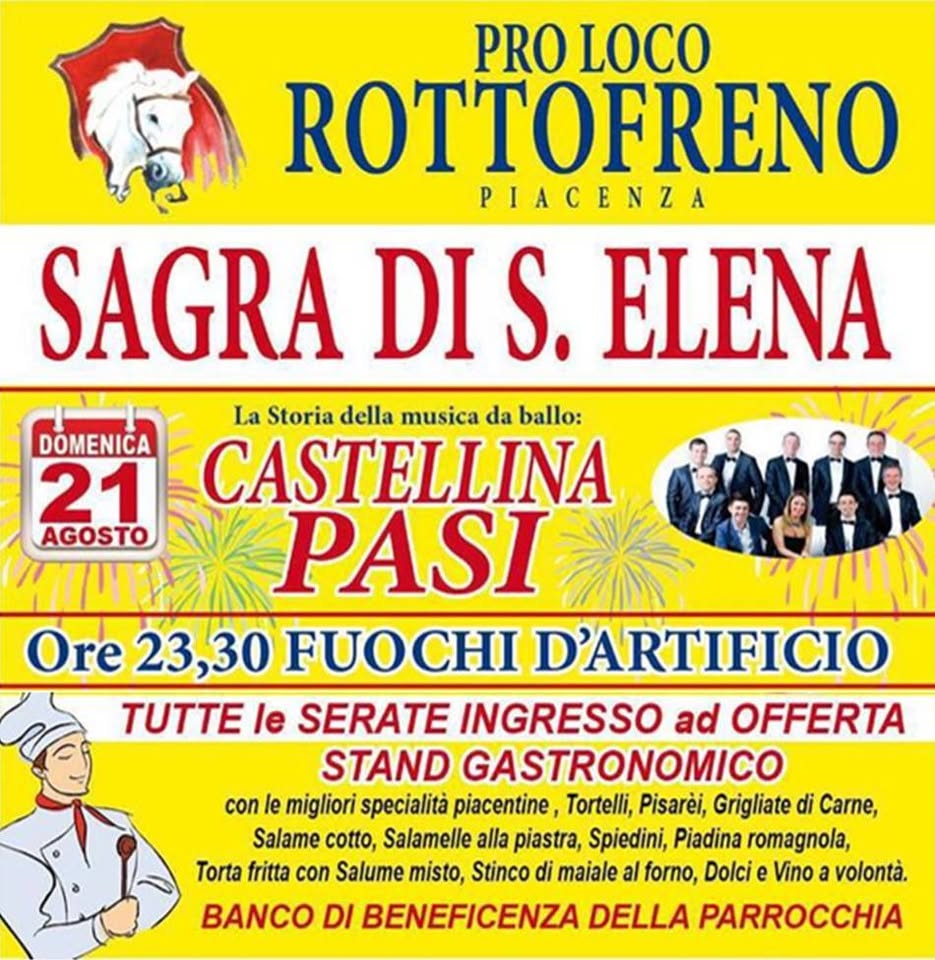 Evento Festa di Sant’Elena 2016 Locandina Festa di Sant’Elena 2016 - da sabato 20 agosto - domenica 21 agosto 2016 ore 19:00 ore 04:00
